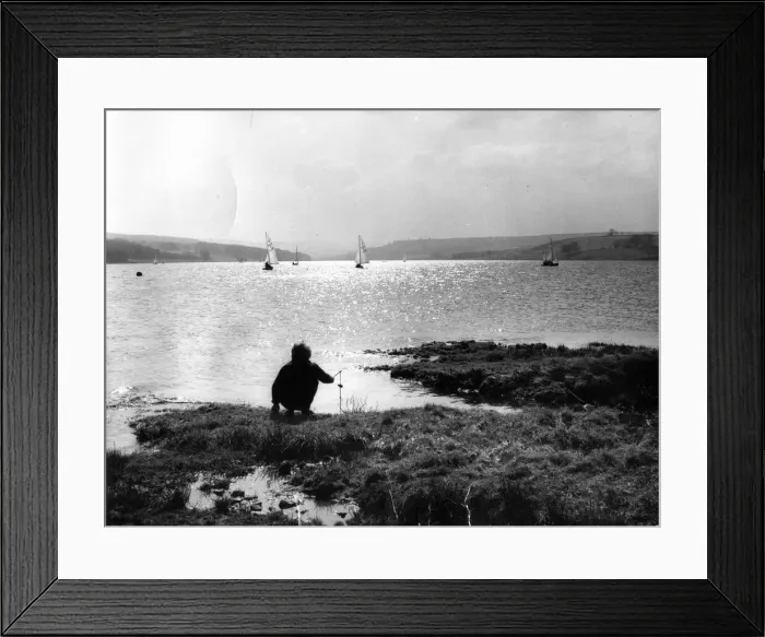 Framed Print : A lone youngster enjoys a spot of fishing at Derwent Reservoir Framed Print : A lone youngster enjoys a spot of fishing at Derwent Reservoir