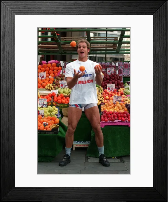 Framed Print : James Crossley aka Hunter the gladiator promoting National Lottery rollover week