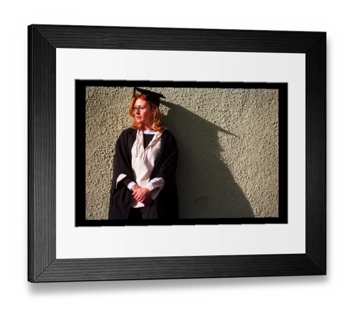 Framed Print : Ali Paton Siren'from the Gladiator march 1998 wearing mortar board graduation