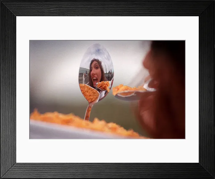 Framed Print : Jet from the tv programme Gladiators eating a bowl of cornflakes Framed Print : Jet from the tv programme Gladiators eating a bowl of cornflakes