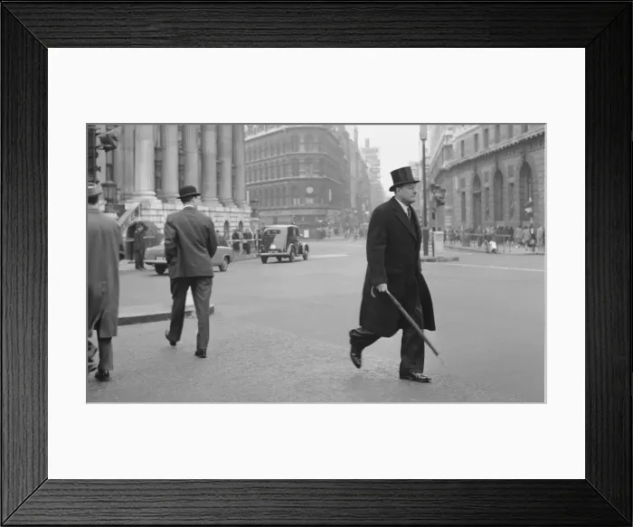 Framed Print : Top hats, bowler hats and furled umbrellas abound in this fascinating image of Framed Print : Top hats, bowler hats and furled umbrellas abound in this fascinating image of