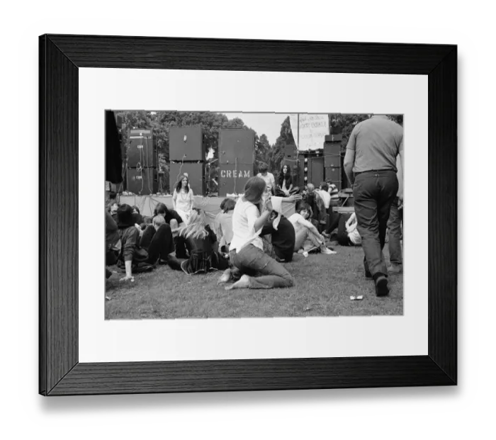 Framed Print : Backstage at a concert in Hyde Park by Blind Faith, the band formed by Eric Clapton
