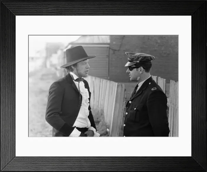 Framed Print : Rolling Stones singer Mick Jagger who plays the lead role in the film Ned Kelly