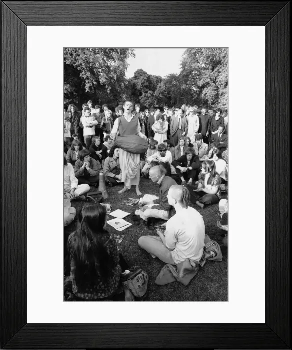 Framed Print : Group of teenagers gathered at Hyde Park following the conclusion of the all day pop Framed Print : Group of teenagers gathered at Hyde Park following the conclusion of the all day pop
