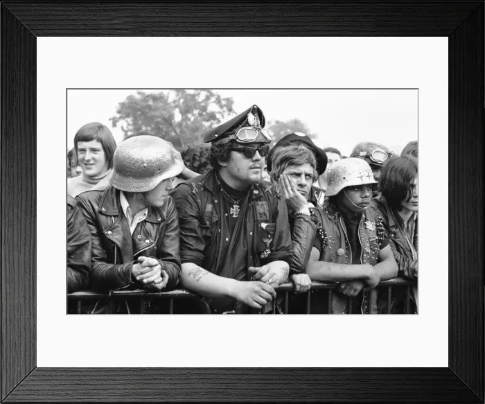 Framed Print : Hells Angels in Hyde Park during the concert headlined by the Rolling Stones