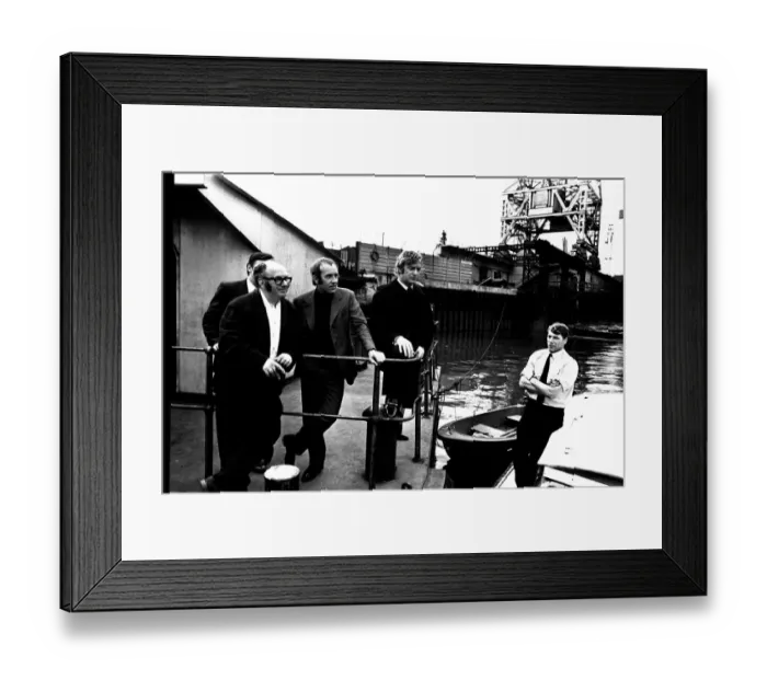 Framed Print : Michael Caine in a scene from the film Get Carter. Hebburn-Wallsend ferry landing with Framed Print : Michael Caine in a scene from the film Get Carter. Hebburn-Wallsend ferry landing with