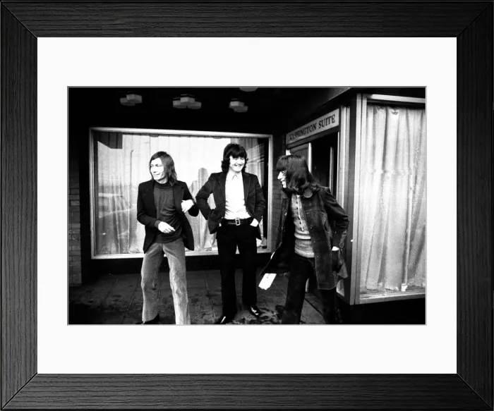 Framed Print : The Rolling Stones leaving a Newcastle Hotel 5th March 1971 after performing at the City