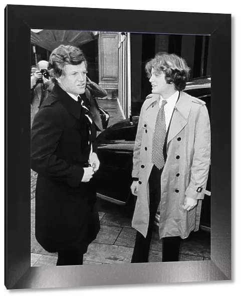 American Senator Edward Kennedy with his son in London during a visit to Britain