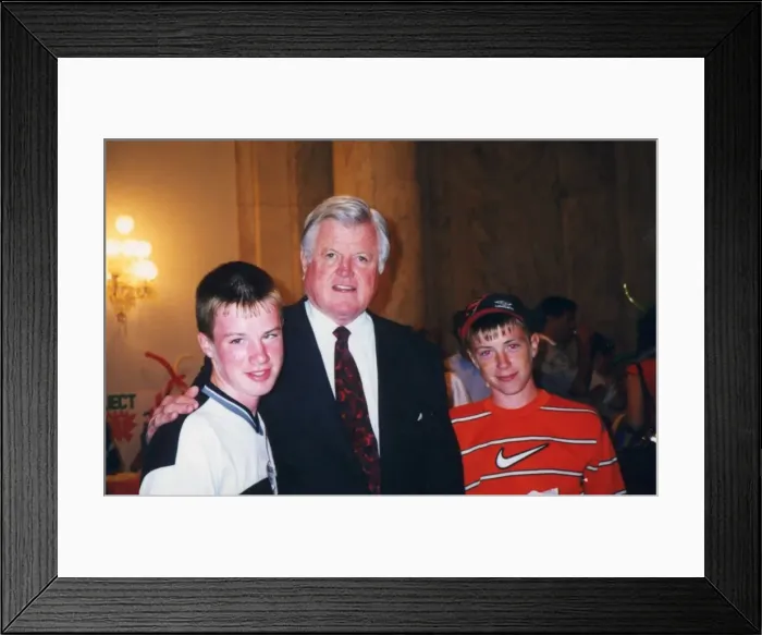 Framed Print : American Senator Edward Kennedy with brothers Dennis and Pat Mulcahy during 25th Framed Print : American Senator Edward Kennedy with brothers Dennis and Pat Mulcahy during 25th