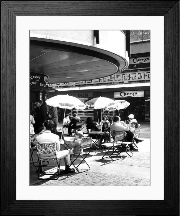 Framed Print : The circular Godiva Cafe in the Lower Precinct, Coventry city centre - a popular place Framed Print : The circular Godiva Cafe in the Lower Precinct, Coventry city centre - a popular place