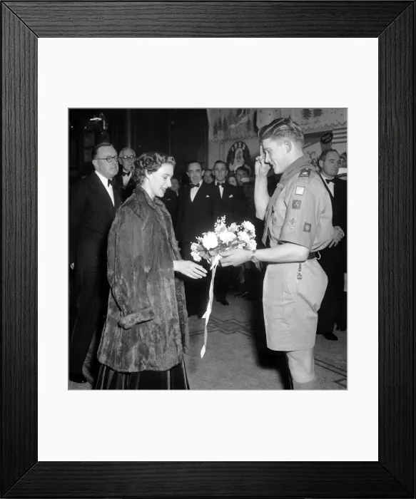 Framed Print : Princess Margaret is introduced to the members of the cast at the 1953 Gang Show