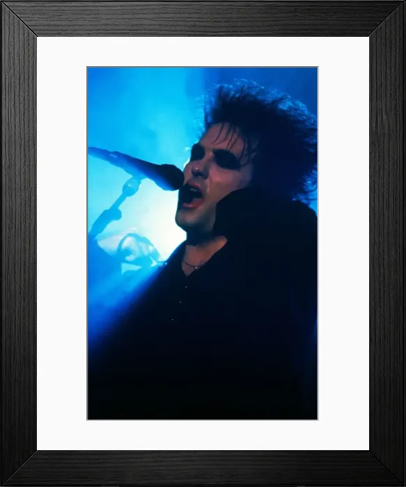 Framed Print : The Cure - Singer Songwriter Robert Smith - April 1993 Onstage playing at Kilburn