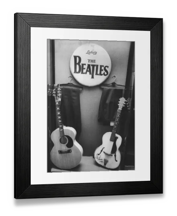 Framed Print : Beatles drumskin among memorabilia items for sale in London auction house, 27 August 1984