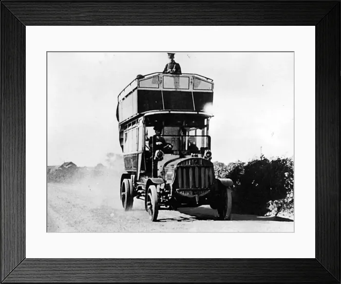 Framed Print : Newcastles first motor bus, seen in 1912 Framed Print : Newcastles first motor bus, seen in 1912