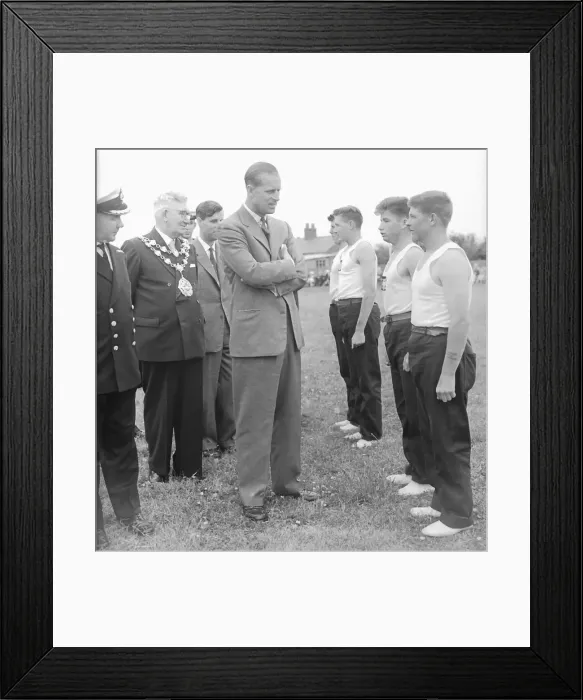 Framed Print : The Duke of Edinburgh visits the region review progress of his award scheme for young Framed Print : The Duke of Edinburgh visits the region review progress of his award scheme for young