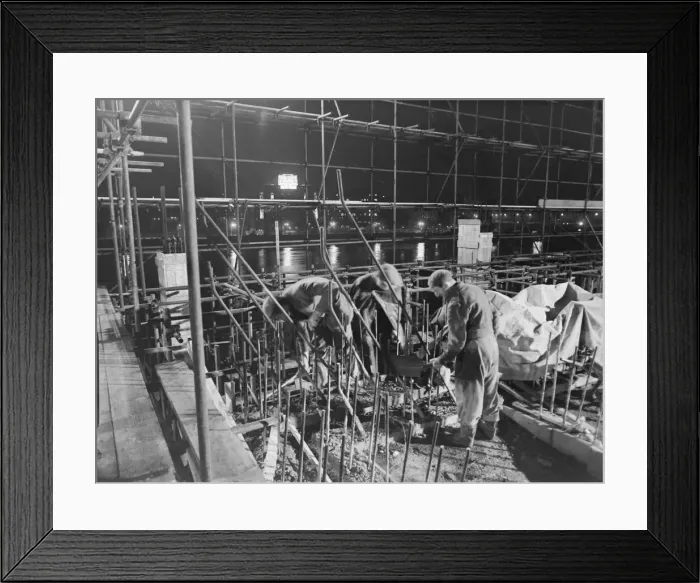 Framed Print : Festival of Britain Site 1950 Working by night on site of 1951 Festival of Britain Framed Print : Festival of Britain Site 1950 Working by night on site of 1951 Festival of Britain