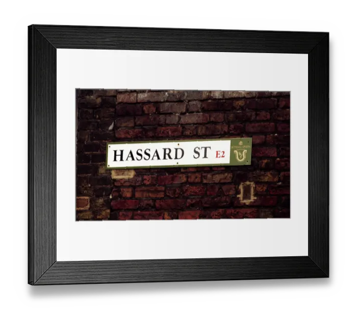 Framed Print : Street sign for Hassard Street in Bethnal Green London where the great grandparents of