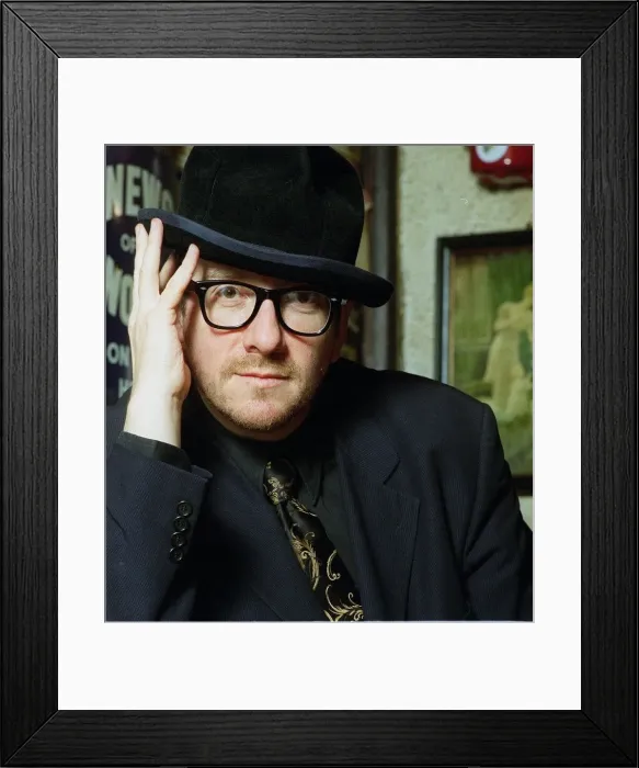 Framed Print : Elvis Costello singer in his local pub The Johnny Fox Mar 1999 near Dublin in
