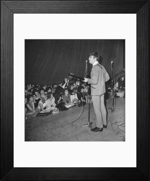 Framed Print : John Lennon looks to the wings during the Beatles last British ballroom appearance Framed Print : John Lennon looks to the wings during the Beatles last British ballroom appearance