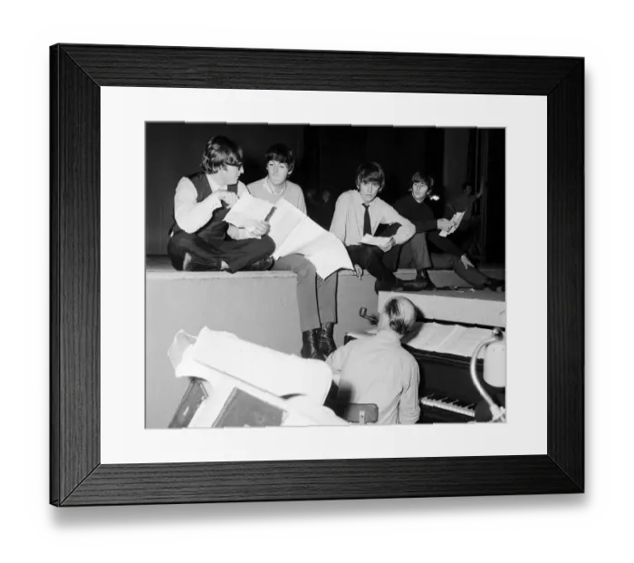 Framed Print : The Beatles running through a Flying Ballet routine with sketch director Joseph