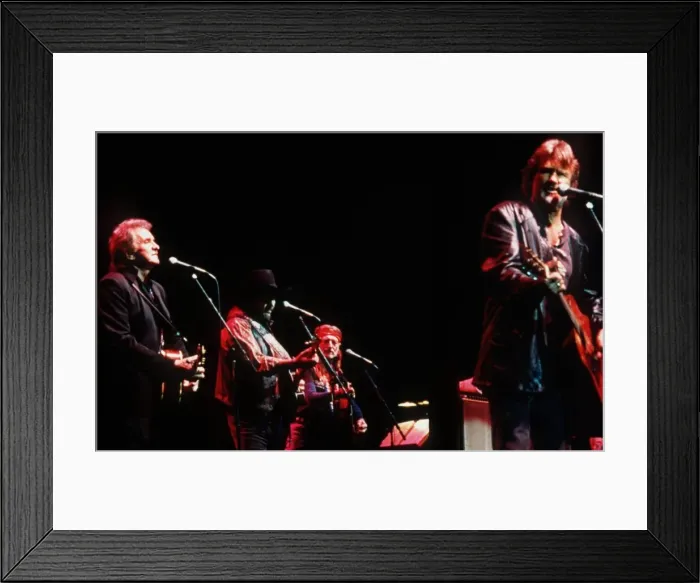 Framed Print : The Highwaymen country super group on stage 1994 Framed Print : The Highwaymen country super group on stage 1994