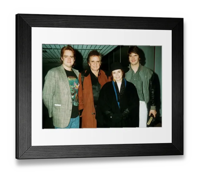 Framed Print : Johnny Cash wife wife June Carter and son John 1991 also with Roy Orbisons son Framed Print : Johnny Cash wife wife June Carter and son John 1991 also with Roy Orbisons son