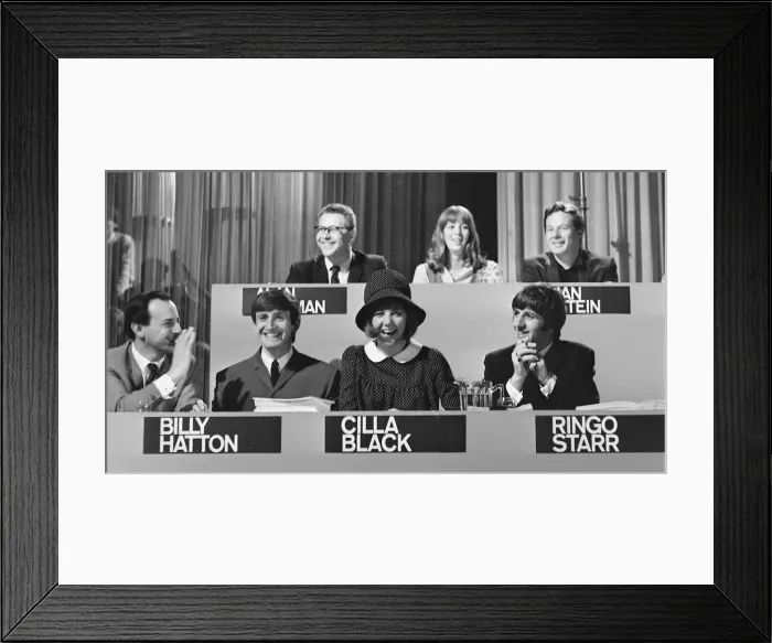 Framed Print : Beatles drummer Ringo Starr (bottom right), one of the judges on National Beat Group