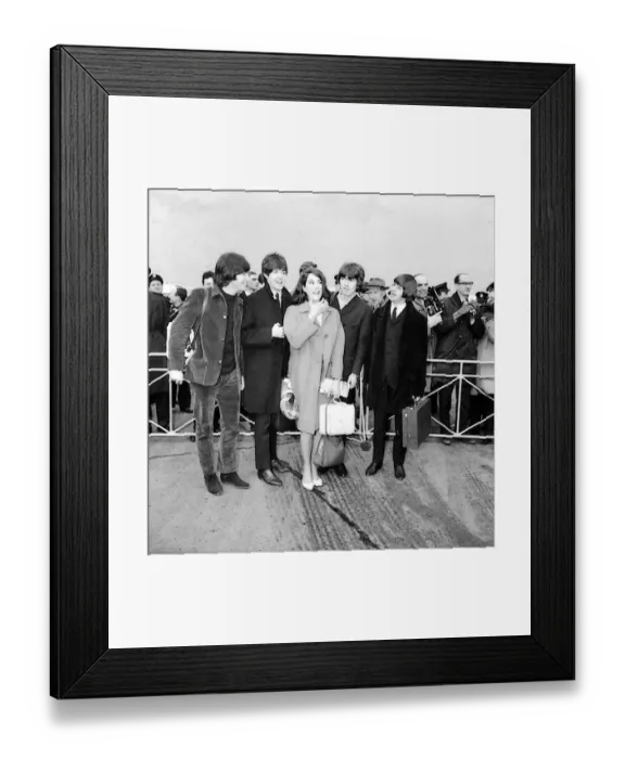 Framed Print : The Beatles leave London Airport bound for the Bahamas to commence filming on their