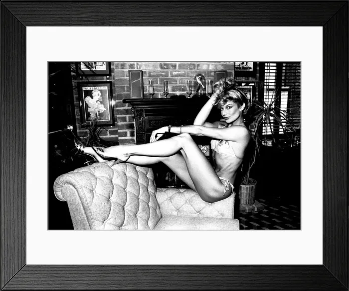 Framed Print : Model Jilly Johnson models a bikini made from wool to promote The International Wool Framed Print : Model Jilly Johnson models a bikini made from wool to promote The International Wool