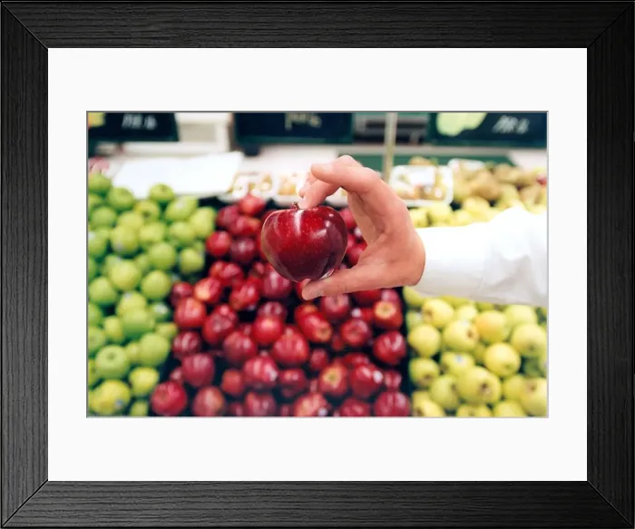 Framed Print : Apples on display in a supermarket in September 1997 Framed Print : Apples on display in a supermarket in September 1997