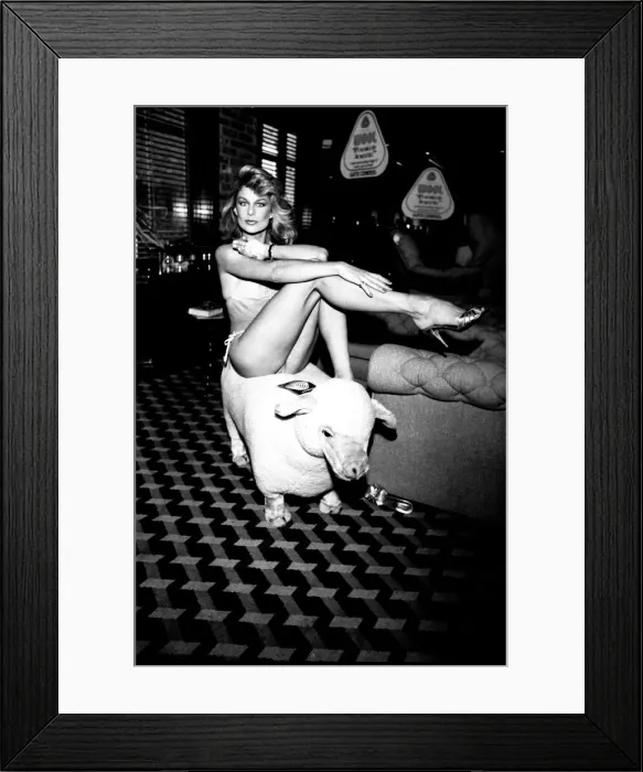 Framed Print : Model Jilly Johnson models a bikini made from wool to promote The International Wool Framed Print : Model Jilly Johnson models a bikini made from wool to promote The International Wool