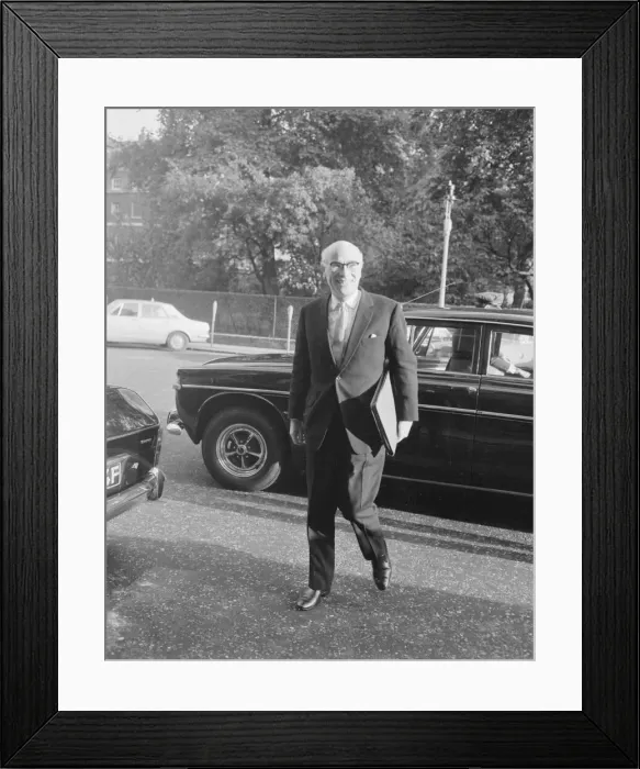 Framed Print : Managing Director of the British Leyland Motor Corporation Sir Donald Stokes arrives
