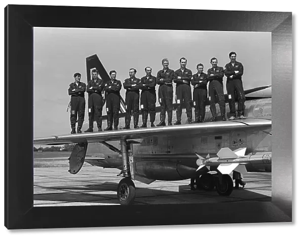 Aircraft English Electric Lightning F3. RAF 111 Squadron pilots standing