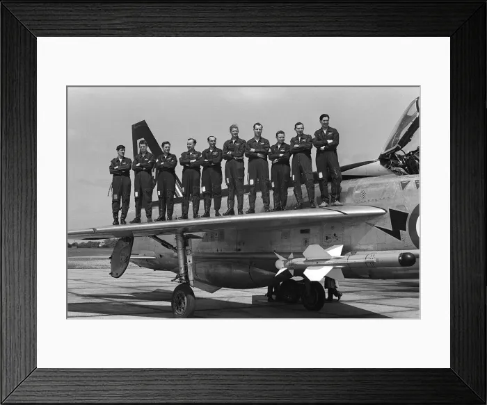 Framed Print : Aircraft English Electric Lightning F3. RAF 111 Squadron pilots standing Framed Print : Aircraft English Electric Lightning F3. RAF 111 Squadron pilots standing