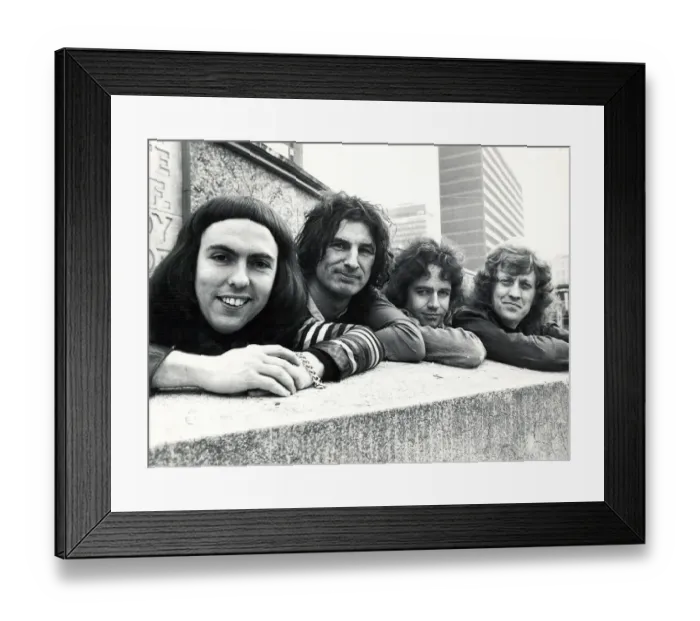 Framed Print : Glam rock group Slade posing for pictures in Birmingham City Centre