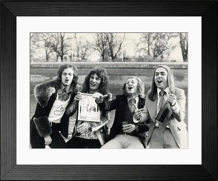 Framed Print : Glam Rock group Slade. L-R Jimmy Lea, Don Powell, Noddy Holder Framed Print : Glam Rock group Slade. L-R Jimmy Lea, Don Powell, Noddy Holder