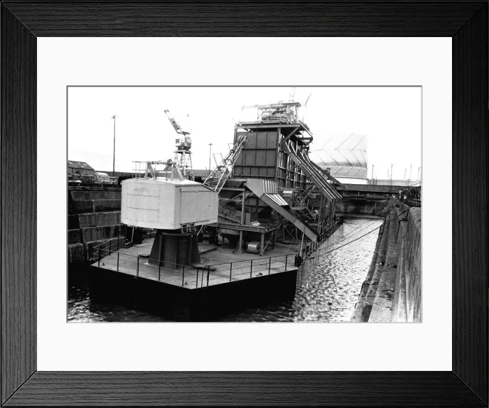 Framed Print : The launch of dredger Marinex at Blyth port, Northumberland 1 July 1970
