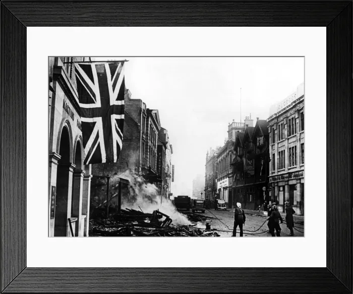 Framed Print : High Street, Coventry. This image is believed to have been taken shortly after the Blitz Framed Print : High Street, Coventry. This image is believed to have been taken shortly after the Blitz