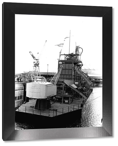 The launch of dredger Marinex at Blyth port, Northumberland 1 July 1970