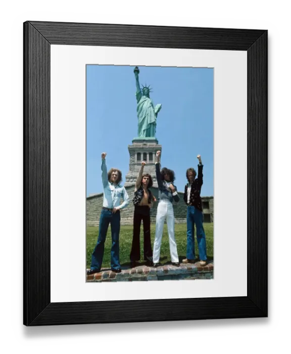Framed Print : Slade in New York Underneath the Statue of Liberty June 1975