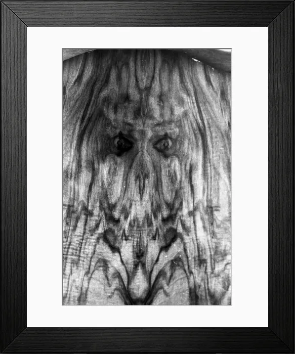 Framed Print : Face on side of wardrobe owned by Sheila Edwards from Deeping St James in Lincolnshire