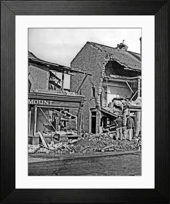 Framed Print : Gosford Street, Coventry. This image shows bomb damage after the air raids of 1940