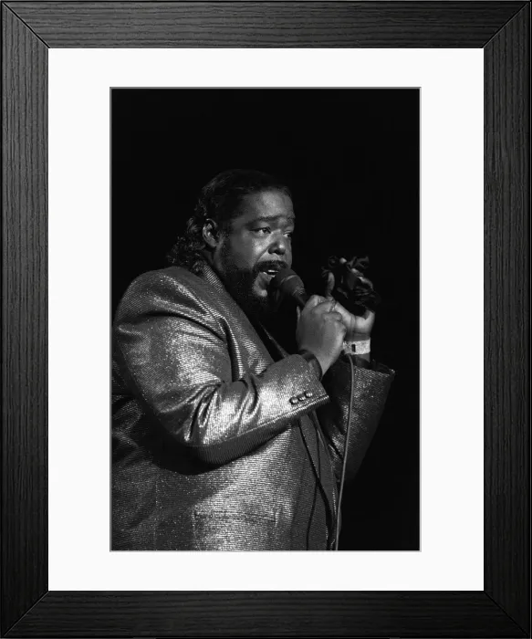 Framed Print : American singer songwriter Barry White performing in concert. December 1988