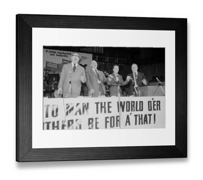 Framed Print : Jack Jones leader of the TGWU seen here with other senior members of the union seen here