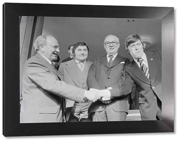 Jack Jones leader of the TGWU seen here shaking hands with Mike Yarwood as Prime Minister