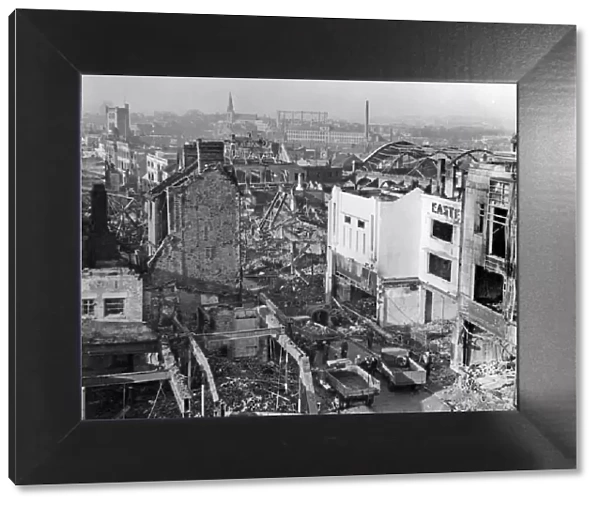 This image shows the bomb damage to buildings in Smithford Street, Coventry