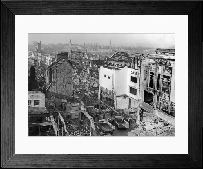 Framed Print : This image shows the bomb damage to buildings in Smithford Street, Coventry