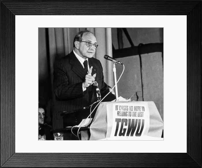 Framed Print : Jack Jones Chairman of the TGWU union seen here addressing a trades union meeting Framed Print : Jack Jones Chairman of the TGWU union seen here addressing a trades union meeting