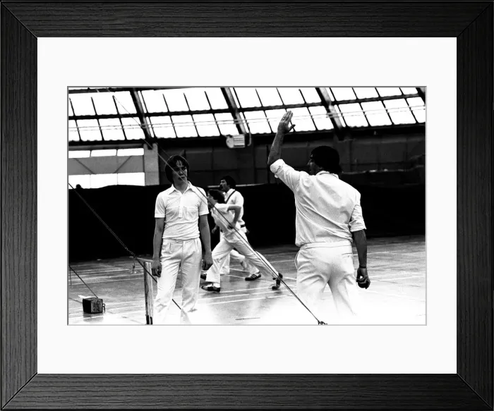 Framed Print : Cricket Legend Fred Trueman at the Evening Chronicle sponsored cricket coaching session Framed Print : Cricket Legend Fred Trueman at the Evening Chronicle sponsored cricket coaching session