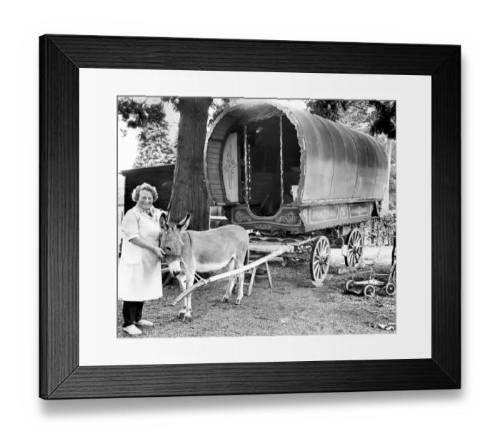 Framed Print : A gypsy caravan in August 1970
